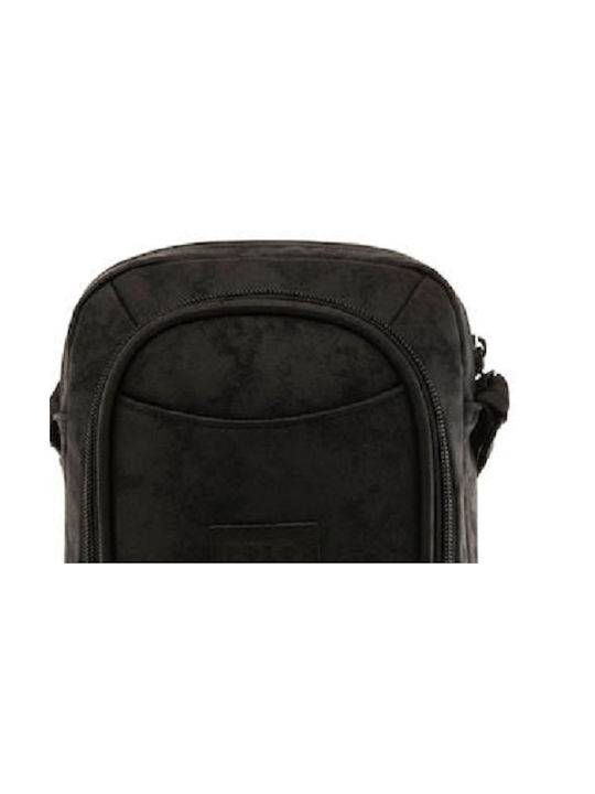 Polo Shoulder / Crossbody Bag with Zipper, Internal Compartments & Adjustable Strap Black 16x6cm