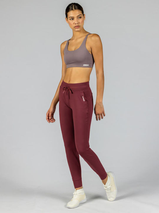 GSA Damen-Sweatpants Jogger Burgundisch