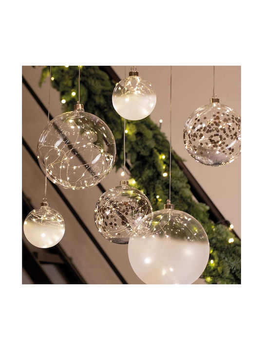 Raeder Weihnachtshänger Kugel Ornament Glas Weiß Beleuchtet