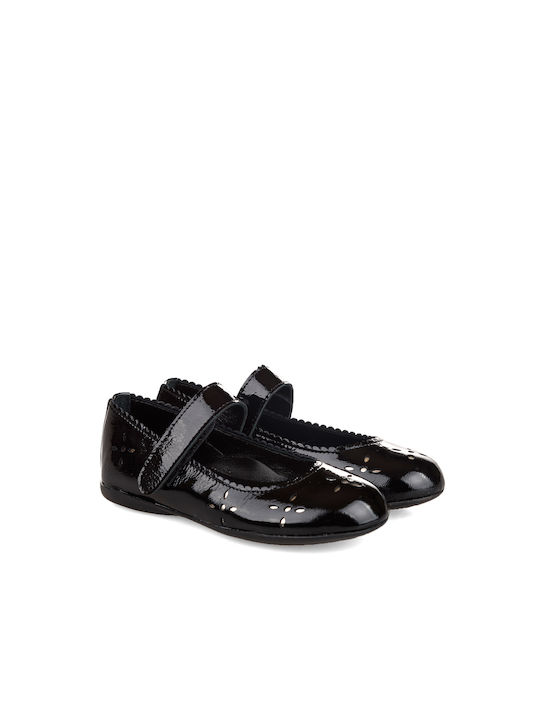 Sagiakos Kids Patent Leather Ballerinas with Hoop & Loop Closure Black