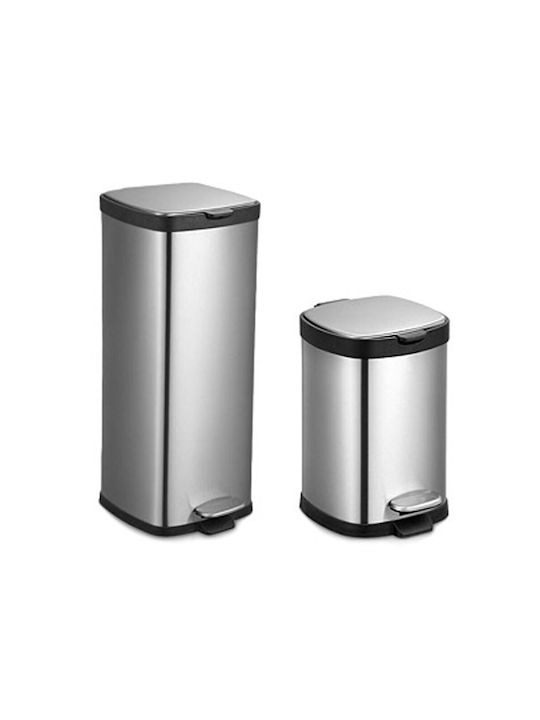 Delta Cleaning Luxury Mülleimer aus Inox mit Pedal Silber 12lt DC-KA67