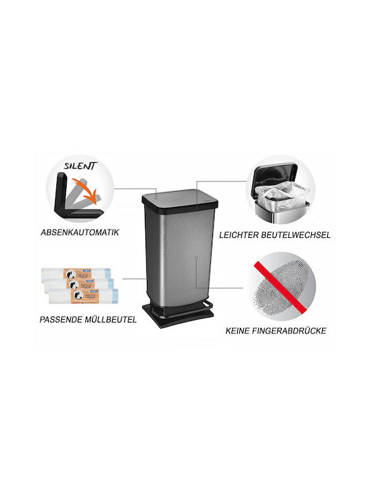 Delta Cleaning Delta Cleaning Mülleimer Kunststoff mit Pedal Silber 20lt DC-RP20TA