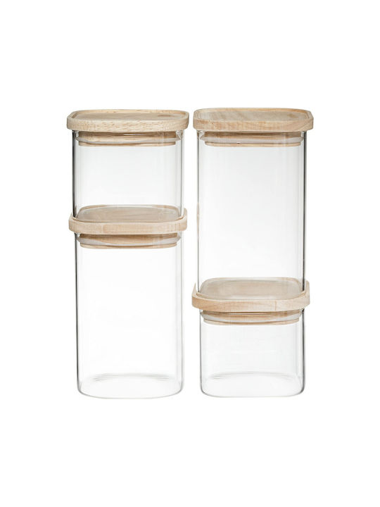 Secret de Gourmet Set 4 Bucăți Vaze Utilizare Generală cu Capac Sticlă Transparent 4 Bucăți