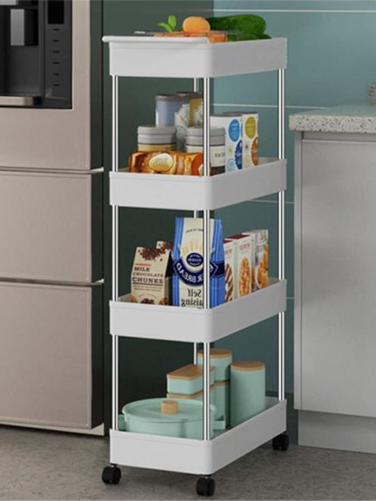 Next Kitchen Trolley Plastic 4 Tiers White 40x22x86cm