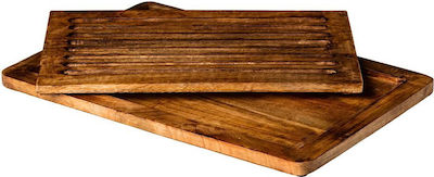 Rectangular Wooden Chopping Board Set for Bread Brown 48x32cm 2pcs