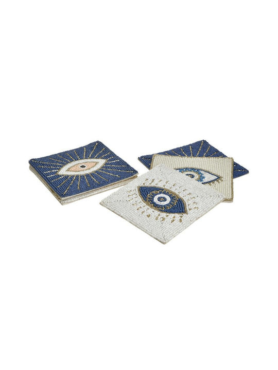 Inart Untersetzer Glas Weiß 10x10cm 6Stück