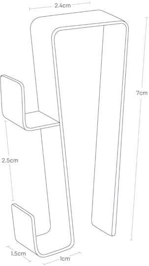 Yamazaki Door Hook 2 Slots Metallic Length 3.8cm Width 7.2cm Height 7.2cm