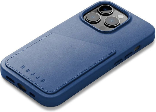 Mujjo Full Leather Wallet Δερμάτινο 1mm Monaco Blue (iPhone 14 Pro)