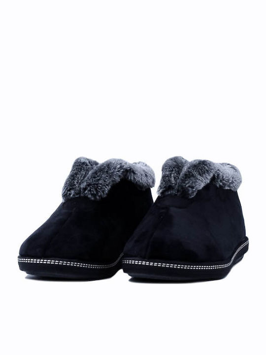 Anatomical Women's Slippers with Fur Black