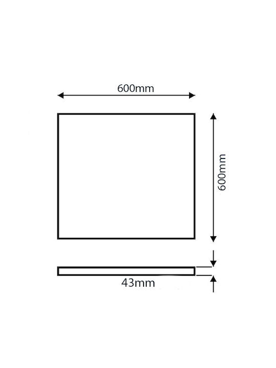 Adeleq Τετράγωνο Εξωτερικό LED Panel Ισχύος 50W με Φως 60x60εκ.