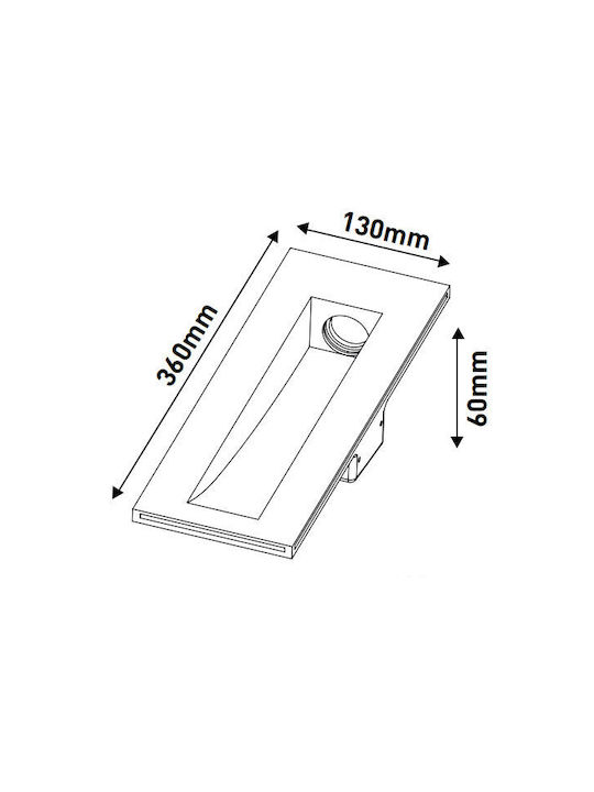 Eurolamp Rectangle Plaster Recessed Spot with Integrated LED and Warm White Light CREE 1W White 36x13cm.