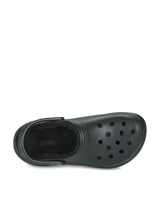 Crocs Classic Platform Lined Σαμπό με Γούνα Μαύρα