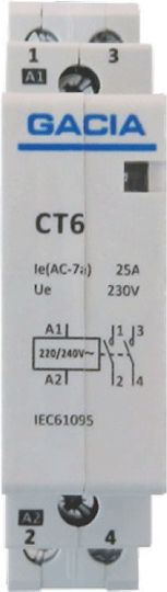 Gacia Phase 2-Pole Power Relay 63A 240V 2Χ63Α 2NO