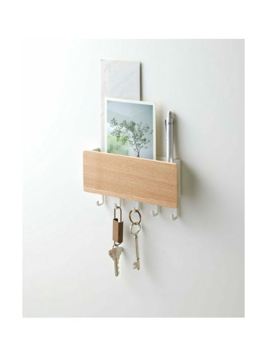 Yamazaki Wall Key Holder Metallic White 5 positions 18x3x9.5cm