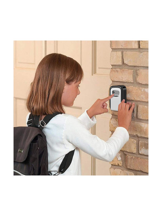 Heavy Duty Wall-mounted Combination Key Holder Plastic with Combination Dial 5 Hooks 9.4x4x11.3cm