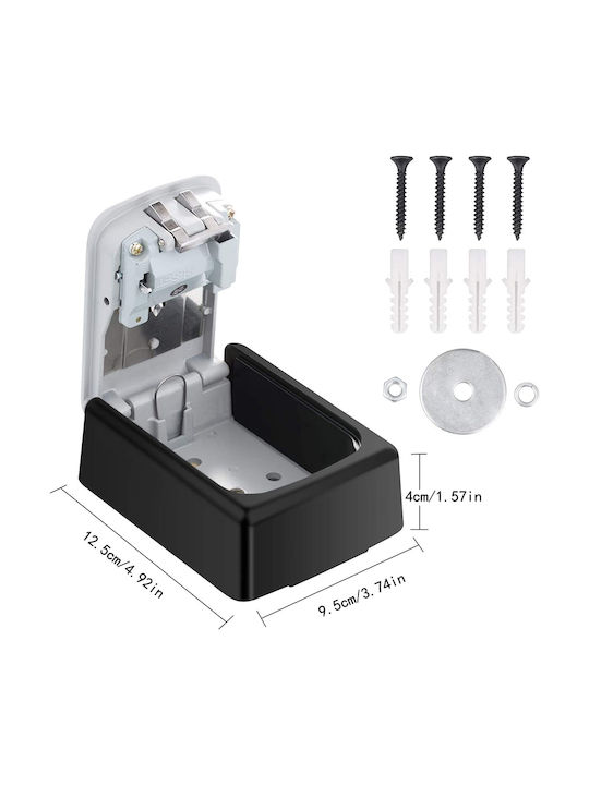 Heavy Duty Wall-mounted Combination Key Holder Plastic with Combination Dial 5 Hooks 9.4x4x11.3cm