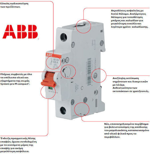 Abb Monopolischer Schaltpaneel-Druckknopfschalter 253V 32A