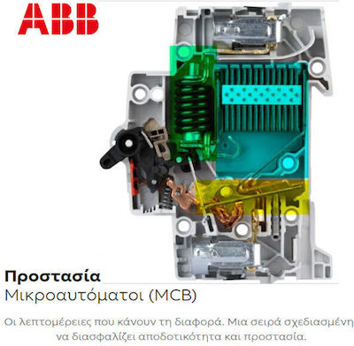 Abb Αυτόματη Ασφάλεια 16A Διπολική 1P+Ν 3kA Καμπύλης B 70338