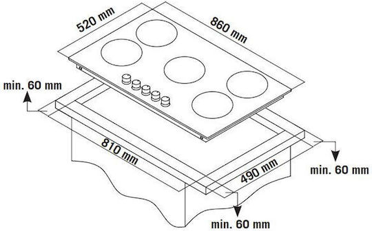 Thermogatz TGS 9490 GL Natural Gas Cooktop Autonomous 86x52εκ.