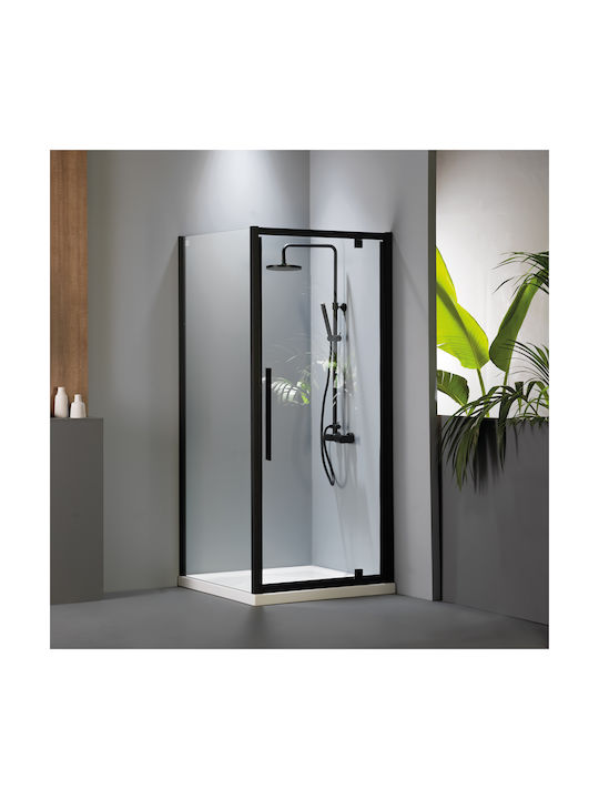 Devon Flow Side Panel Fixed Side for Shower 80x195cm Clean Glass Black Matt