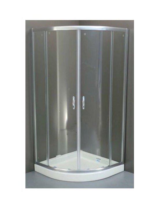 Gloria Romeo Cabinet Duș Semicirculară cu Glisare Ușă 80x80x180cm Sticlă transparentă Chrome