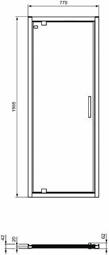 Ideal Standard Connect 2 Разделител на верандата Душ с Шарнир Врата 80x195см Черно