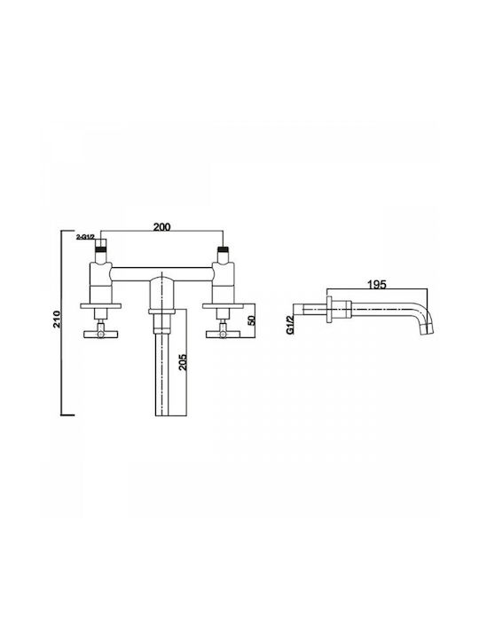 Karag Artemis Built-in Mixer & Spout Set for for Bathroom Sink 1 Exit Inox Black Matt