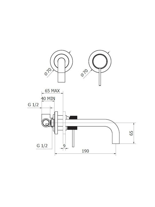 Teorema Lab Set Mixer & Gură Îngropată pentru Lavabo 1 Ieșire Alb