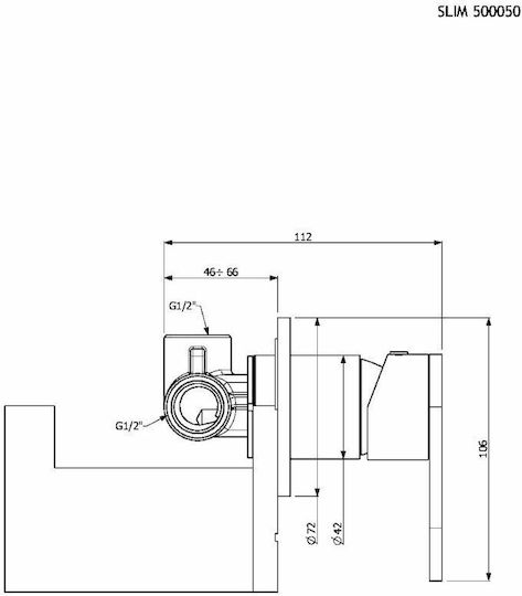 Armando Vicario Slim Built-in Faucet Mixer for Shower 1 Exit Black Brushed