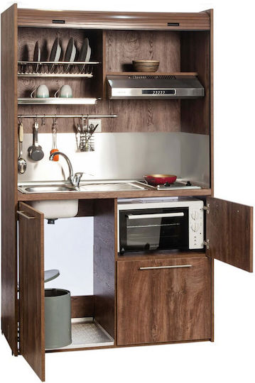 Silver Kitchenette with Left Sink Bowl 125x65x209cm Pine