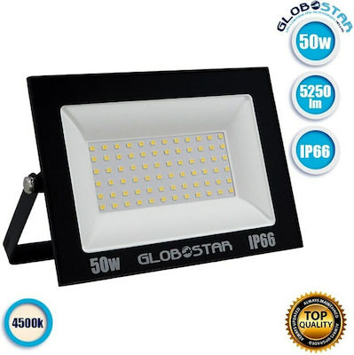 GloboStar Osiris Στεγανός Προβολέας LED 50W Φυσικό Λευκό 4500K IP66