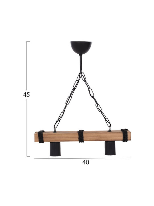 HomeMarkt Pendant Light Two-Light Rail for Socket E27 Brown