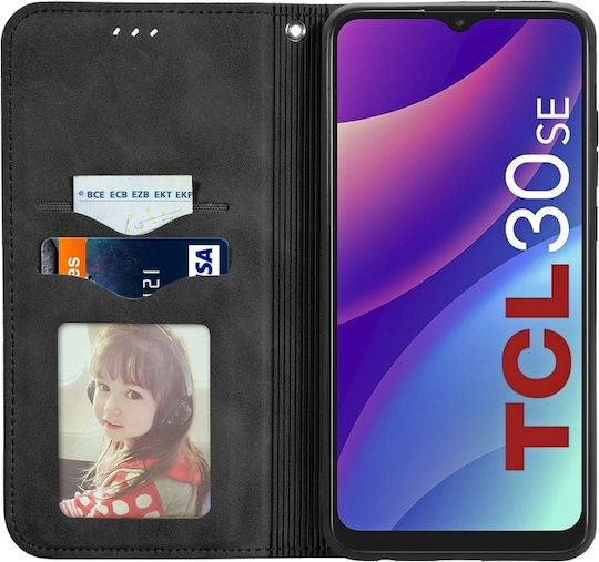Retro Skin Feel Book Δερματίνης / Δερμάτινο Μαύρο (TCL 30 SE)