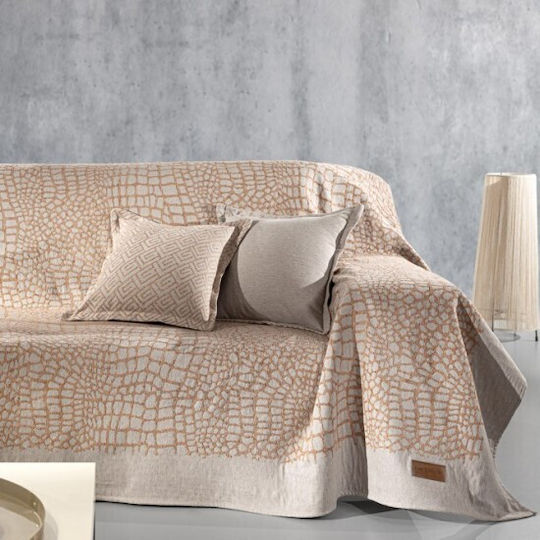 Guy Laroche Amria Покривка За Триместен Диван 180x300см Коралово - Сиво