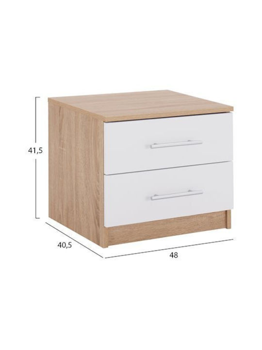 Wooden Bedside Table Sonama-Λευκό 48x40.5x41.5cm