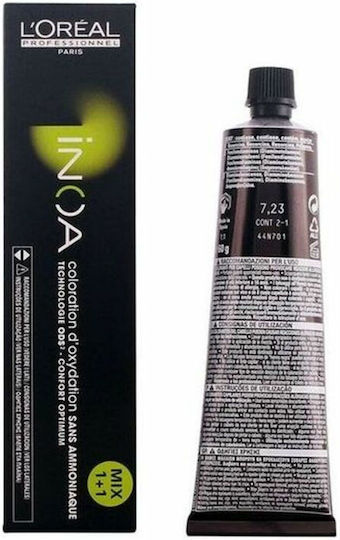 L'Oréal Professionnel Inoa Βαφή Μαλλιών Χωρίς Αμμωνία 7.23 Ξανθό Ιριζέ Ντορέ 60ml