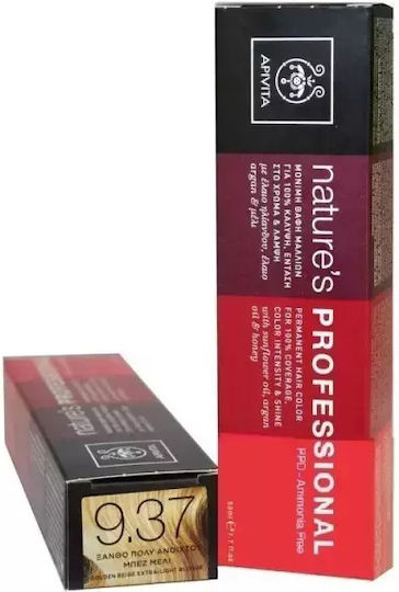 Apivita Nature's Professional Βαφή Μαλλιών Χωρίς Αμμωνία 9.37 Ξανθό Πολύ Ανοιχτό Μπέζ Μελί 50ml