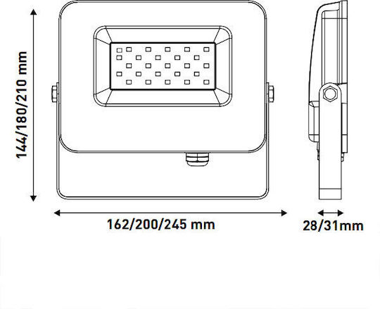 Eurolamp Waterproof LED Floodlight 50W Cold White 6500K with Photocell IP65