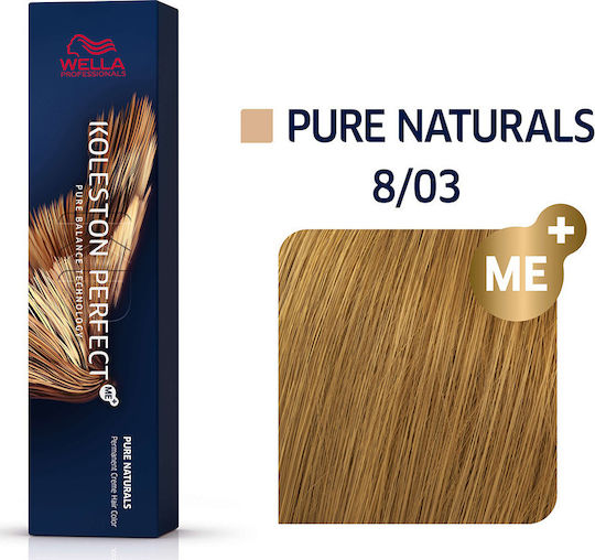 Wella Koleston Perfect Me+ Pure Naturals Βαφή Μαλλιών 8/03 Ξανθό Ανοιχτό Φυσικό Χρυσό 60ml