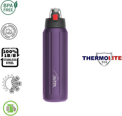 Alpin SUS 316 Bottle Thermos Stainless Steel BPA Free Purple 450ml with Mouthpiece FJ450PU