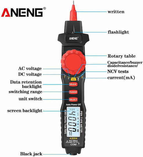 Aneng Digitales Multimeter mit AC / DC / Widerstandsmessung A3004