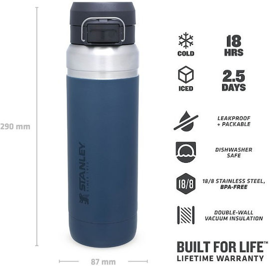 Stanley Quick Flip Bottle Bottle Thermos Stainless Steel BPA Free 1.06lt Abyss with Mouthpiece 10-09150-068