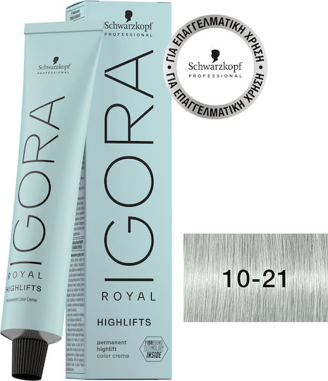 Schwarzkopf Igora Royal Highlifts Vopsea De Păr 10-21 Blond Deschis Fumuriu Sâmbure 60ml