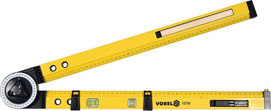 Vorel Winkelmesser Für Maurer / Bauarbeiten Aus Aluminium Länge 63cm Mit Winkelmesser Und Wasserwaage