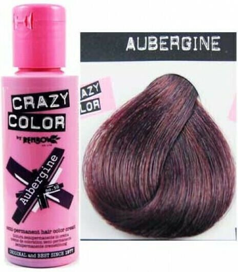 Crazy Color Semi-Permanent Προσωρινή Βαφή Μαλλιών 50 Aubergine 100ml 15gr