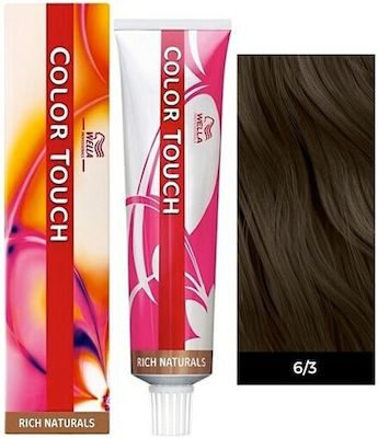 Wella Color Touch Rich Naturals Hair Dye no Ammonia 6/3 Blonde Dark Gold 60ml