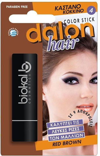 Dalon Color Hair Stick Προσωρινή Βαφή Μαλλιών σε Stick Χωρίς Αμμωνία 4 Καστανό Κόκκινο 4.5gr