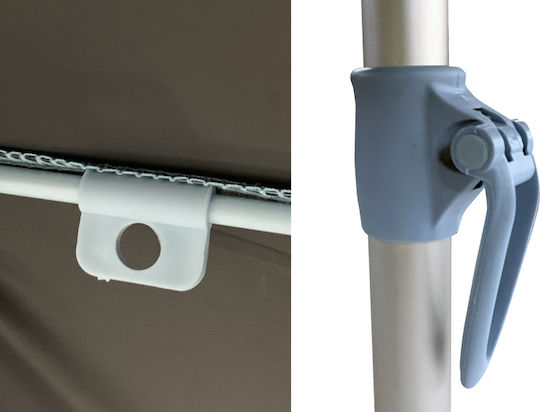 Maui & Sons Black Out Beach Umbrella Aluminum Diameter 2.2m with UV Protection and Air Vent Light Blue