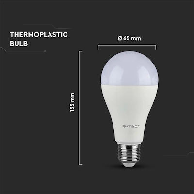 V-TAC LED Lampen für Fassung E27 und Form A65 Naturweiß 1521lm Dimmbar 1Stück