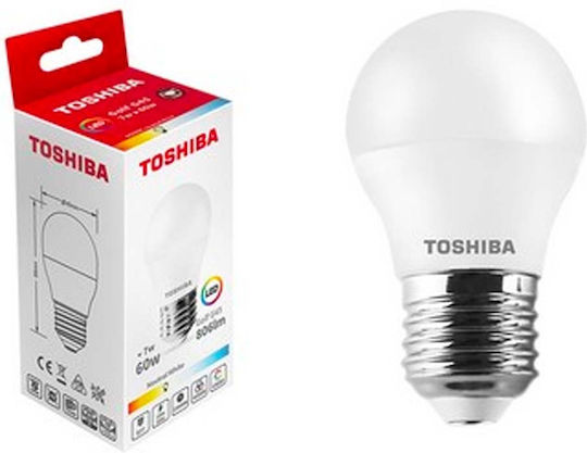Toshiba LED крушка 7W за фасунга E27 и форма G45 Неутрално бяло